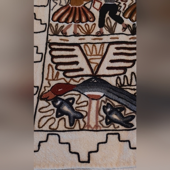 Vintage Folk Art Handmade Embroidered Peruvian Woven Tapestry Art - Pre- loved - Picture 5 of 12